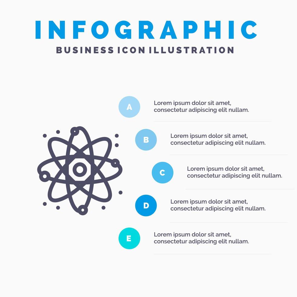 fysica Reageer wetenschap lijn icoon met 5 stappen presentatie infographics achtergrond vector
