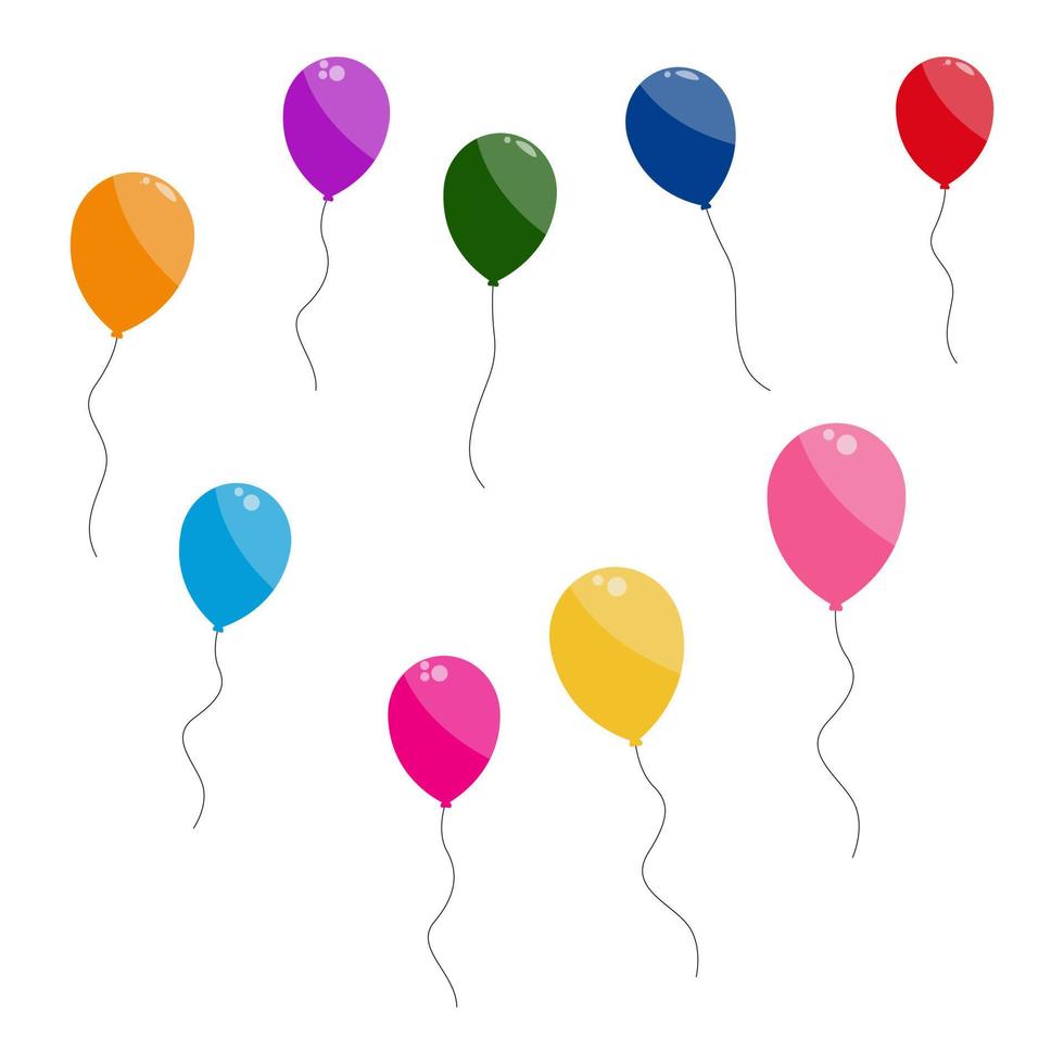 helium ballon verzameling set. vliegend lucht ballen. partij decoratie, gelukkig verjaardag, vakantie en evenement. vector illustratie. eps 10.