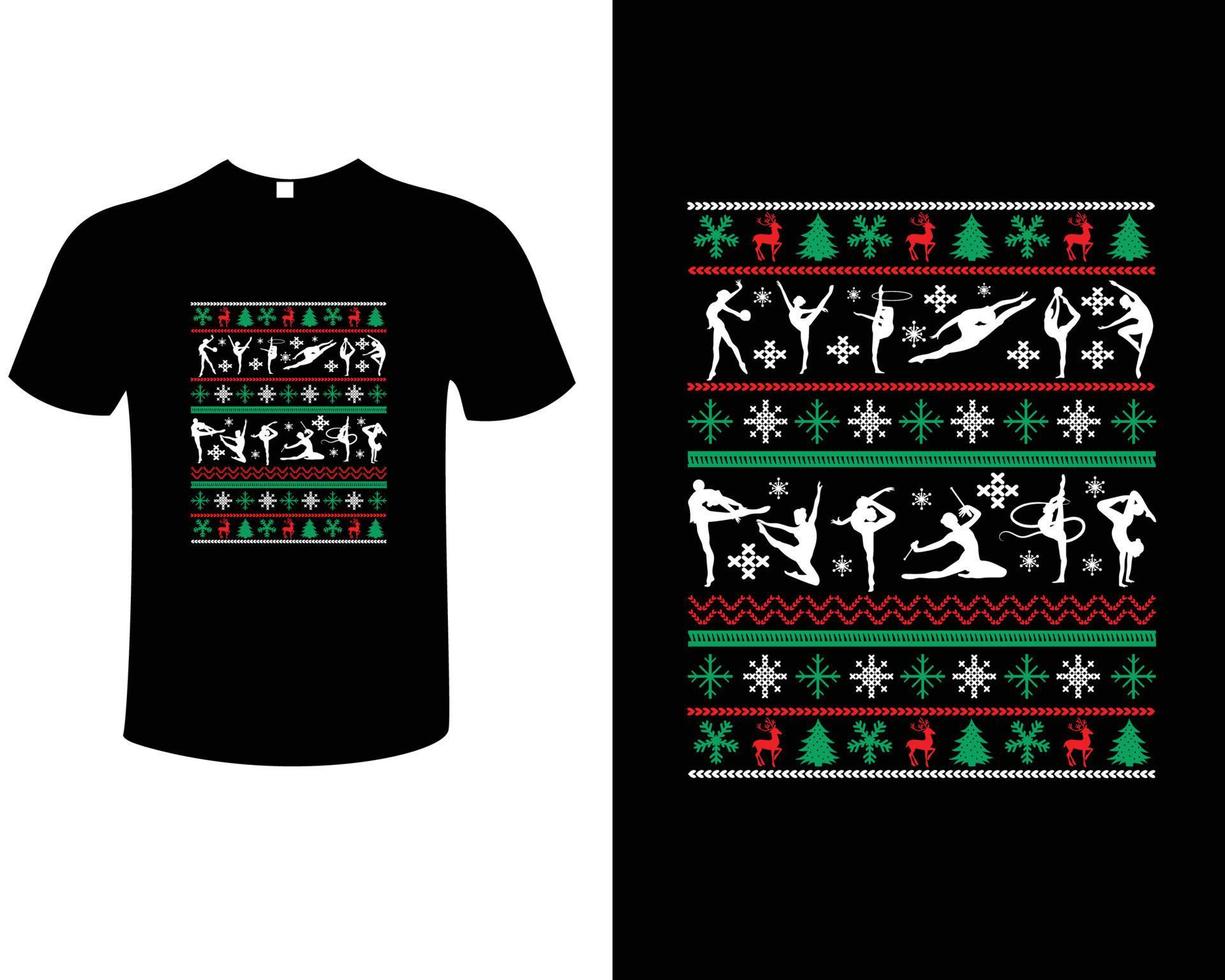 Kerstmis gymnastiek typografie wijnoogst t-shirt ontwerp vector illustratie sjabloon