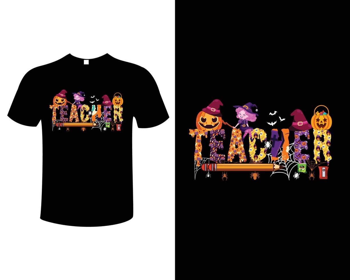 halloween leraar typografie wijnoogst illustratie t-shirt ontwerp sjabloon vector