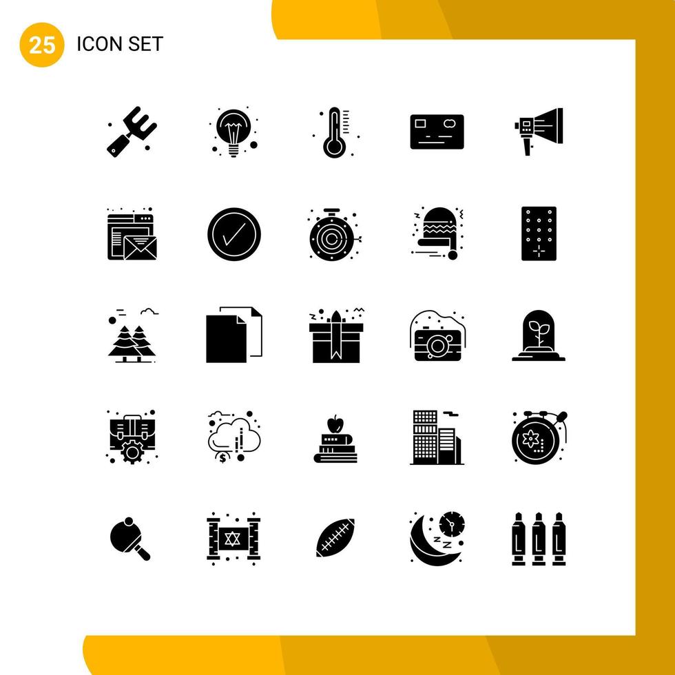 pictogram reeks van 25 gemakkelijk solide glyphs van digitaal betaling licht lamp geld regen bewerkbare vector ontwerp elementen