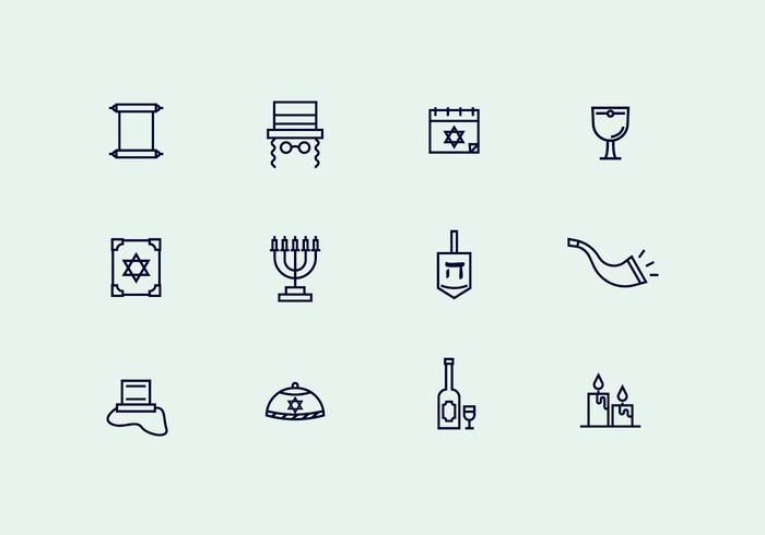 Judaism Outline Icons vector