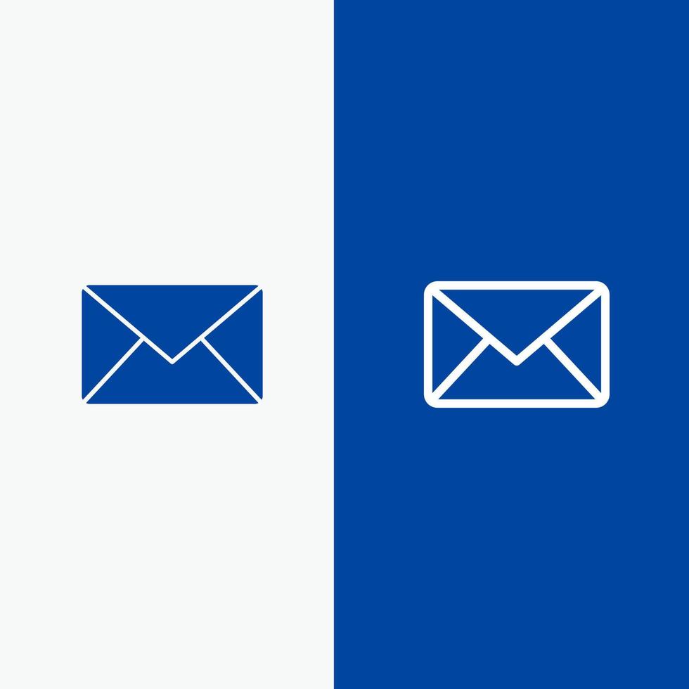 e-mail mail bericht sms lijn en glyph solide icoon blauw banier lijn en glyph solide icoon blauw banier vector