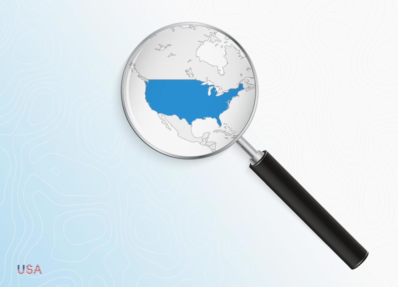 vergrootglas met kaart van Verenigde Staten van Amerika Aan abstract topografisch achtergrond. vector