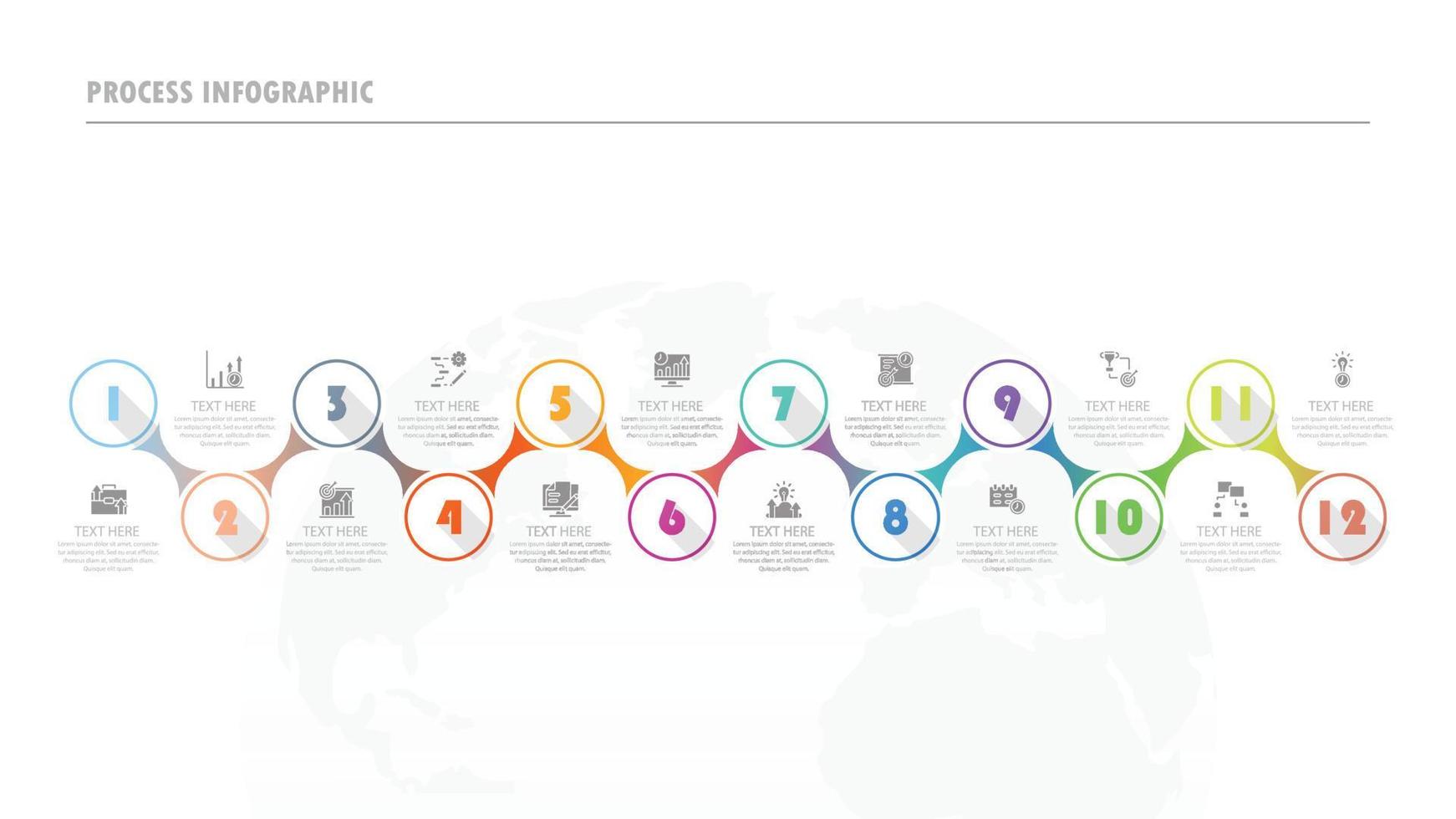 werkwijze infographic met 12 stappen, werkwijze of opties. vector