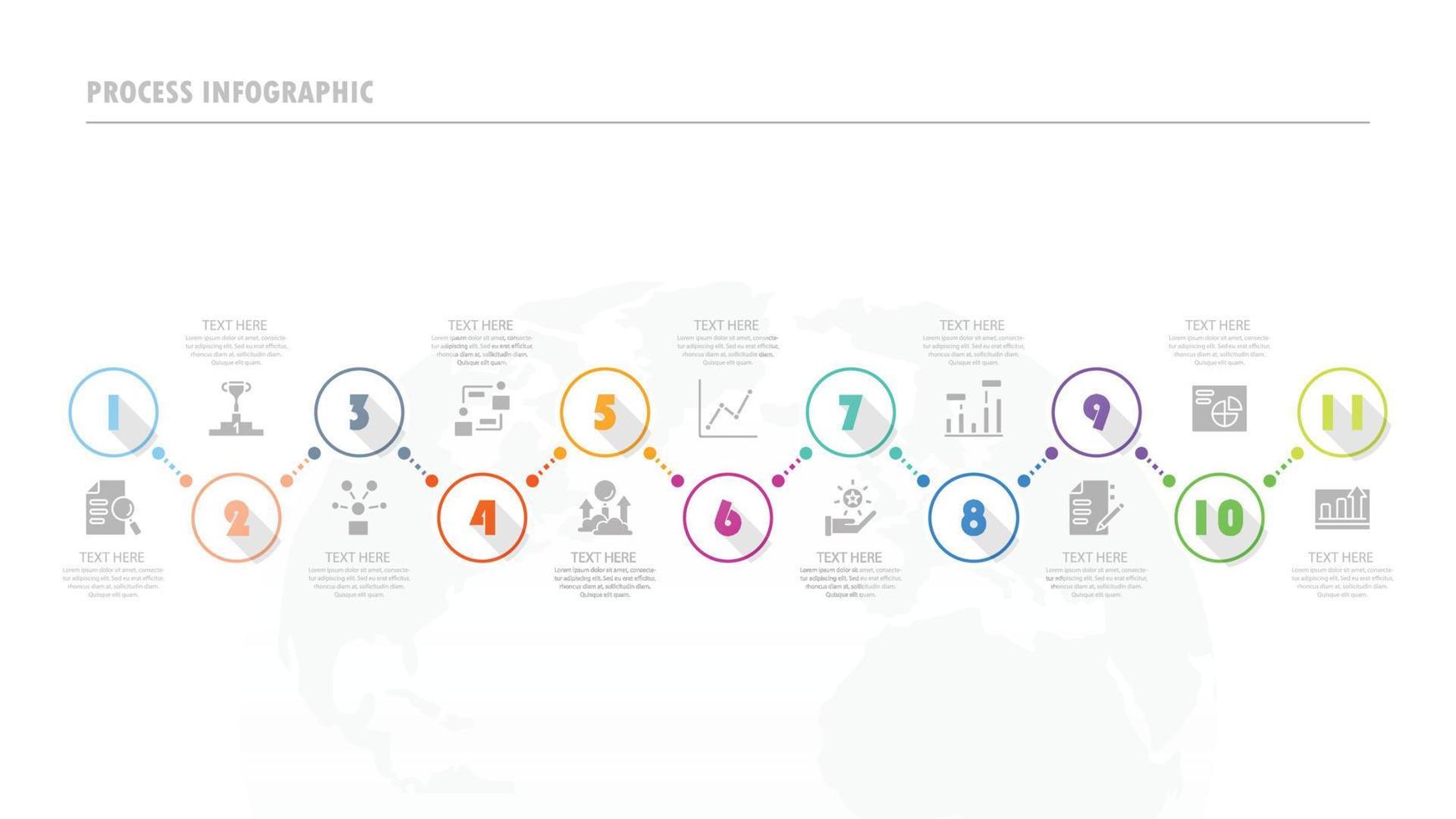 werkwijze infographic met 11 stappen, werkwijze of opties. vector