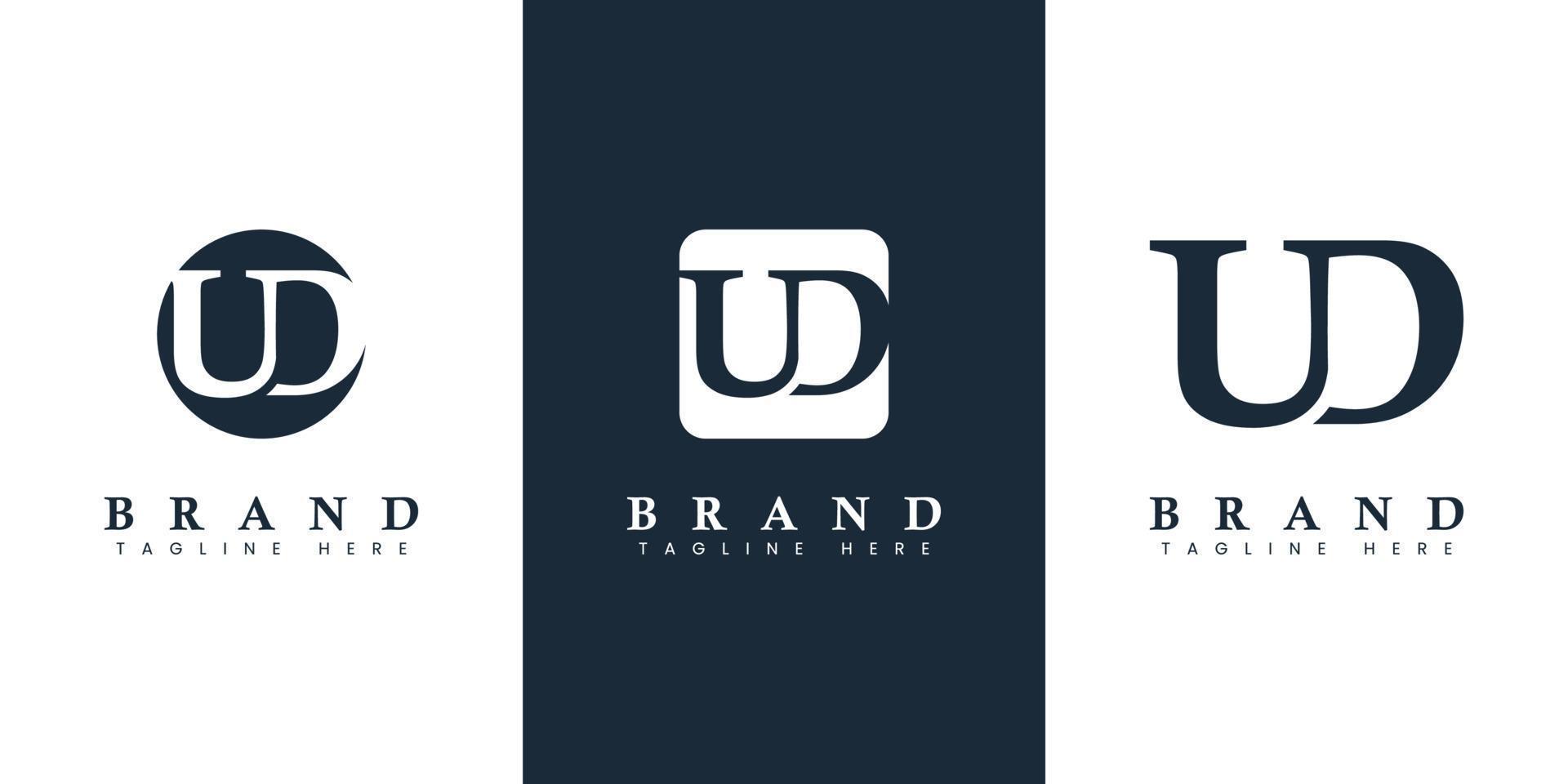 modern en gemakkelijk brief ud logo, geschikt voor ieder bedrijf met ud of du initialen. vector