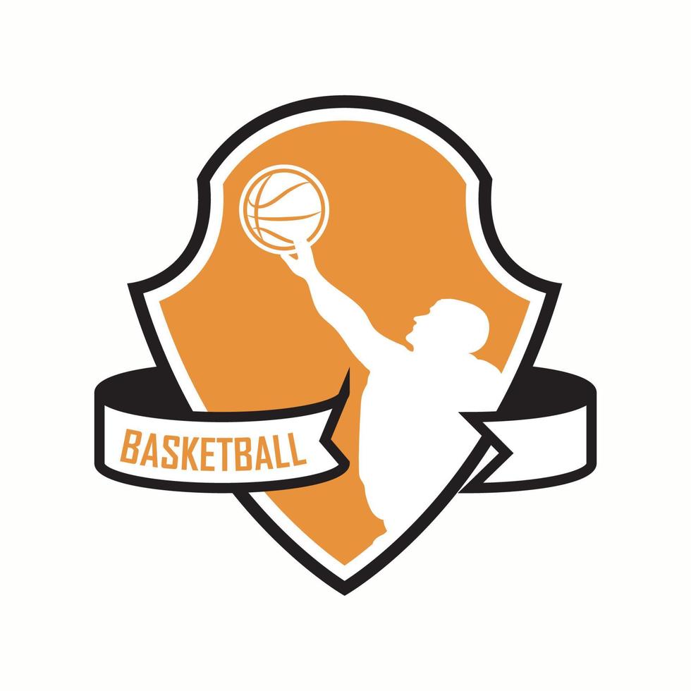 gekleurde wijnoogst basketbal logotype sjabloon vector