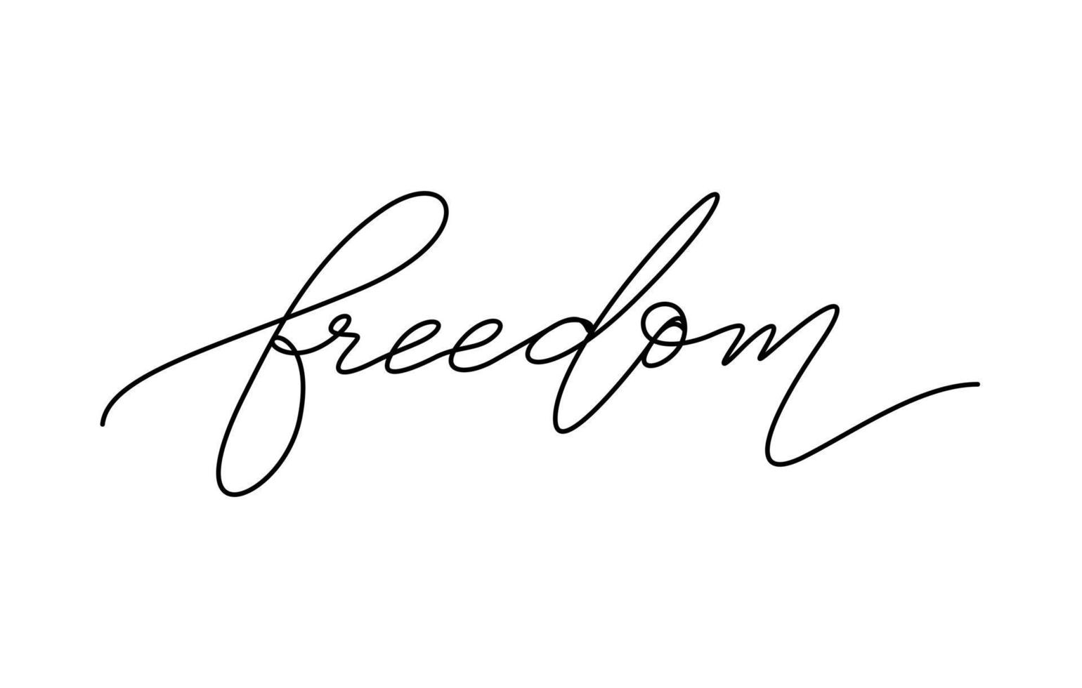 vrijheid woord belettering ontwerp in doorlopend lijn tekening vector