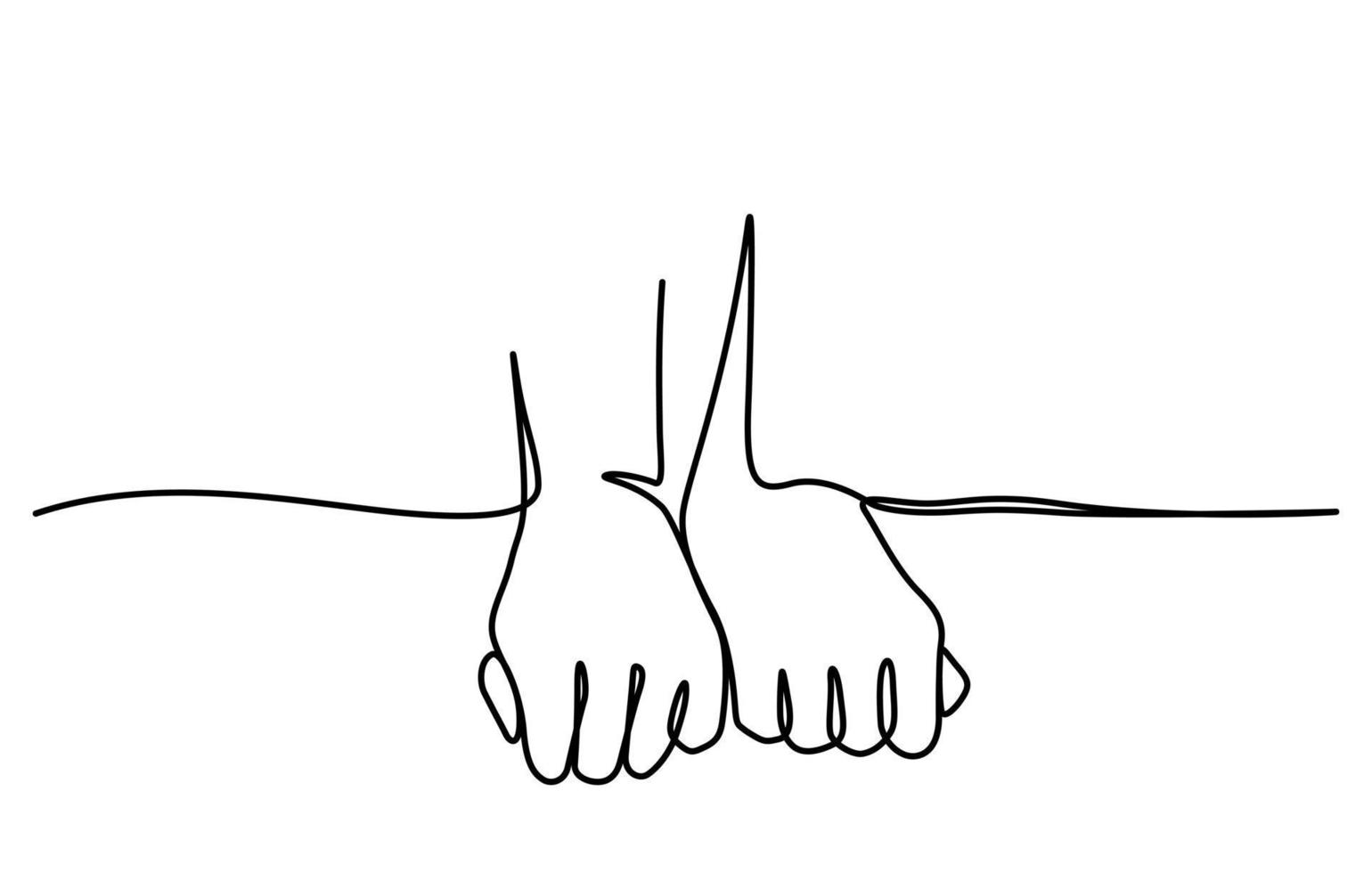 een lijn tekening van paar handen samen illustratie vector
