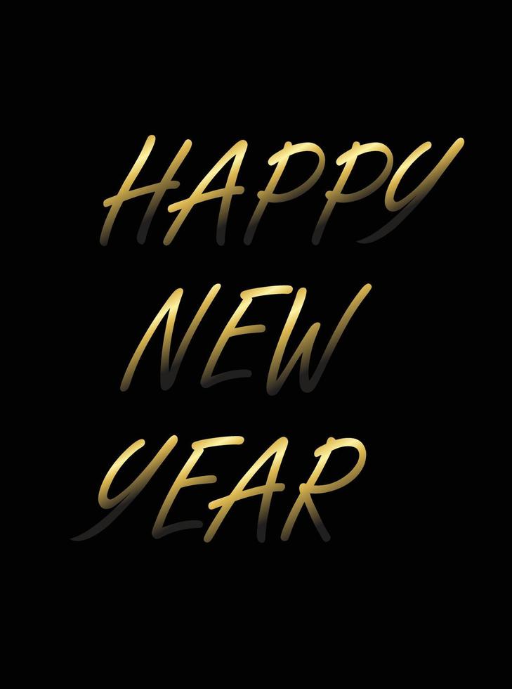 mooi gouden gelukkig nieuw jaar tekst met donker schaduw effect vector