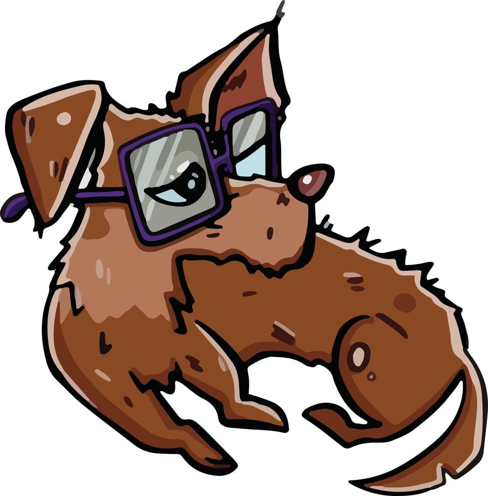 tekenfilm stijl hond met bril, slim pup, opleiding. vector illustratie