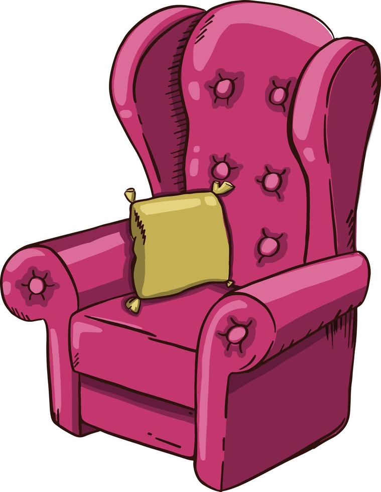 comfortabel zacht stoel in helder karmozijn kleur illustratie vector