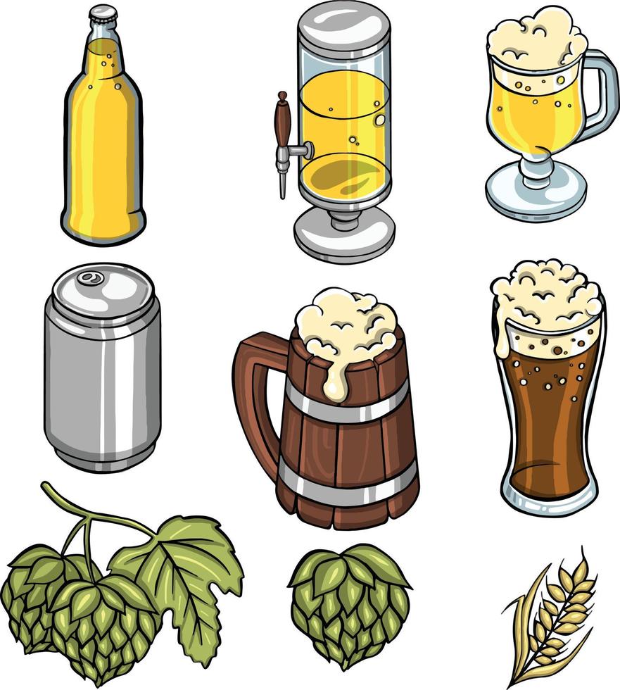 bier. hand- tekening reeks van schetsen vector