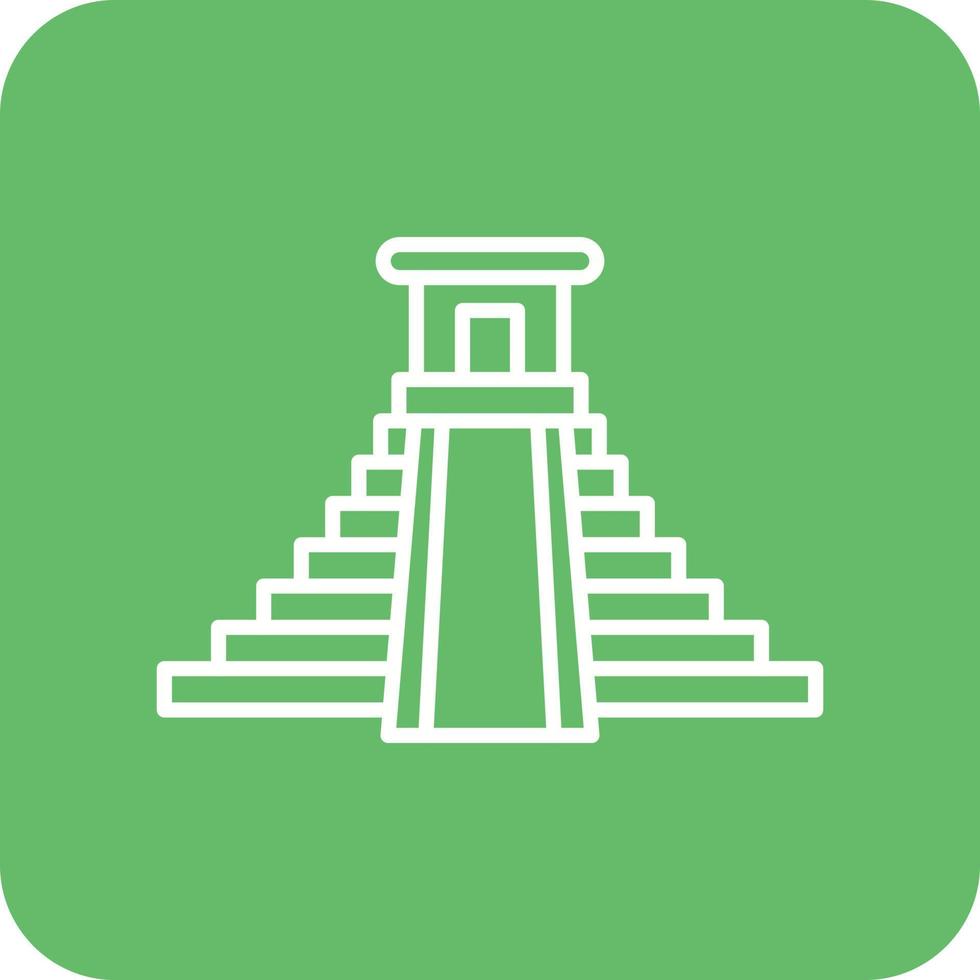 chichen itza lijn ronde hoek achtergrond pictogrammen vector