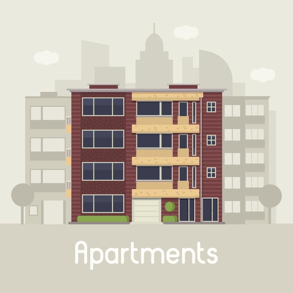modern met meerdere verdiepingen huis Aan stad achtergrond vector