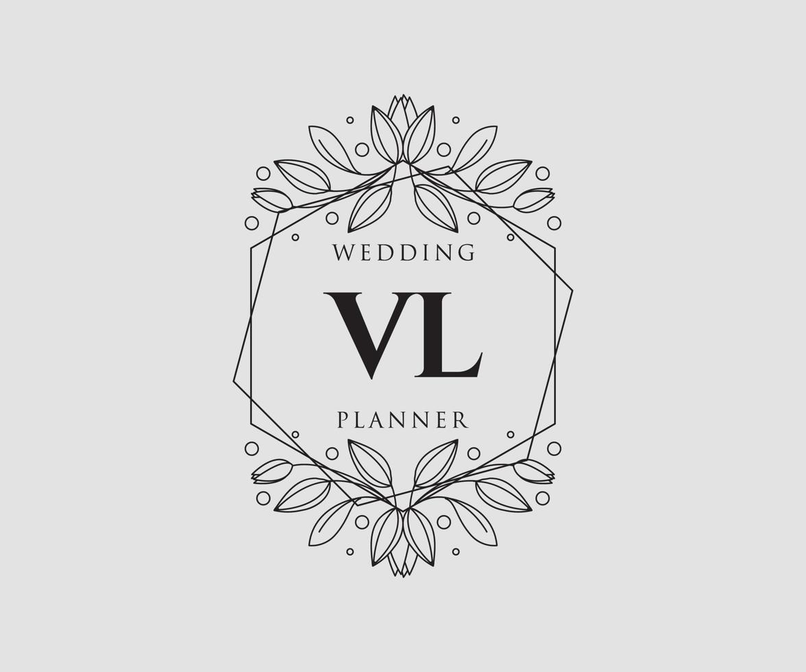 vl initialen brief bruiloft monogram logos verzameling, hand- getrokken modern minimalistisch en bloemen Sjablonen voor uitnodiging kaarten, opslaan de datum, elegant identiteit voor restaurant, boetiek, cafe in vector