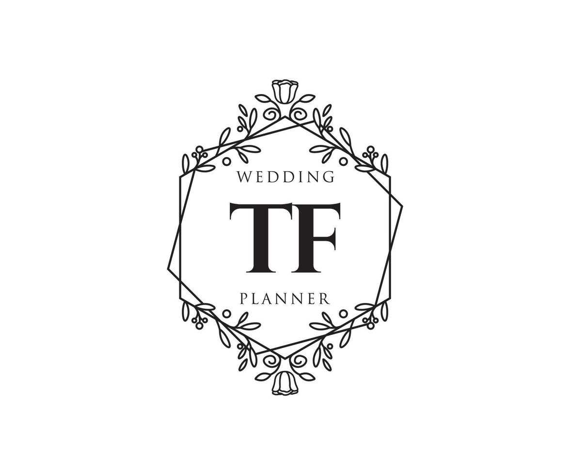 tf initialen brief bruiloft monogram logos verzameling, hand- getrokken modern minimalistisch en bloemen Sjablonen voor uitnodiging kaarten, opslaan de datum, elegant identiteit voor restaurant, boetiek, cafe in vector