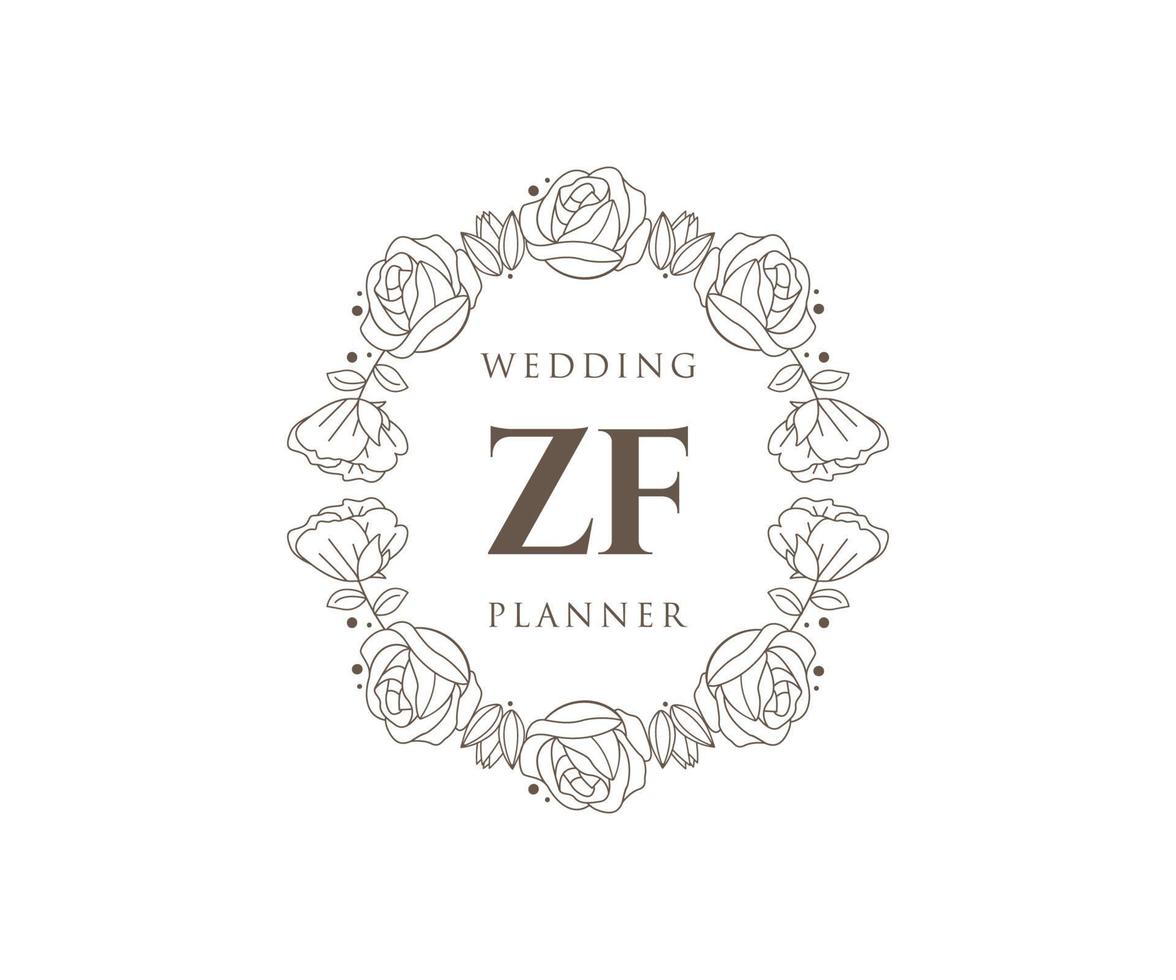 zf initialen brief bruiloft monogram logos verzameling, hand- getrokken modern minimalistisch en bloemen Sjablonen voor uitnodiging kaarten, opslaan de datum, elegant identiteit voor restaurant, boetiek, cafe in vector