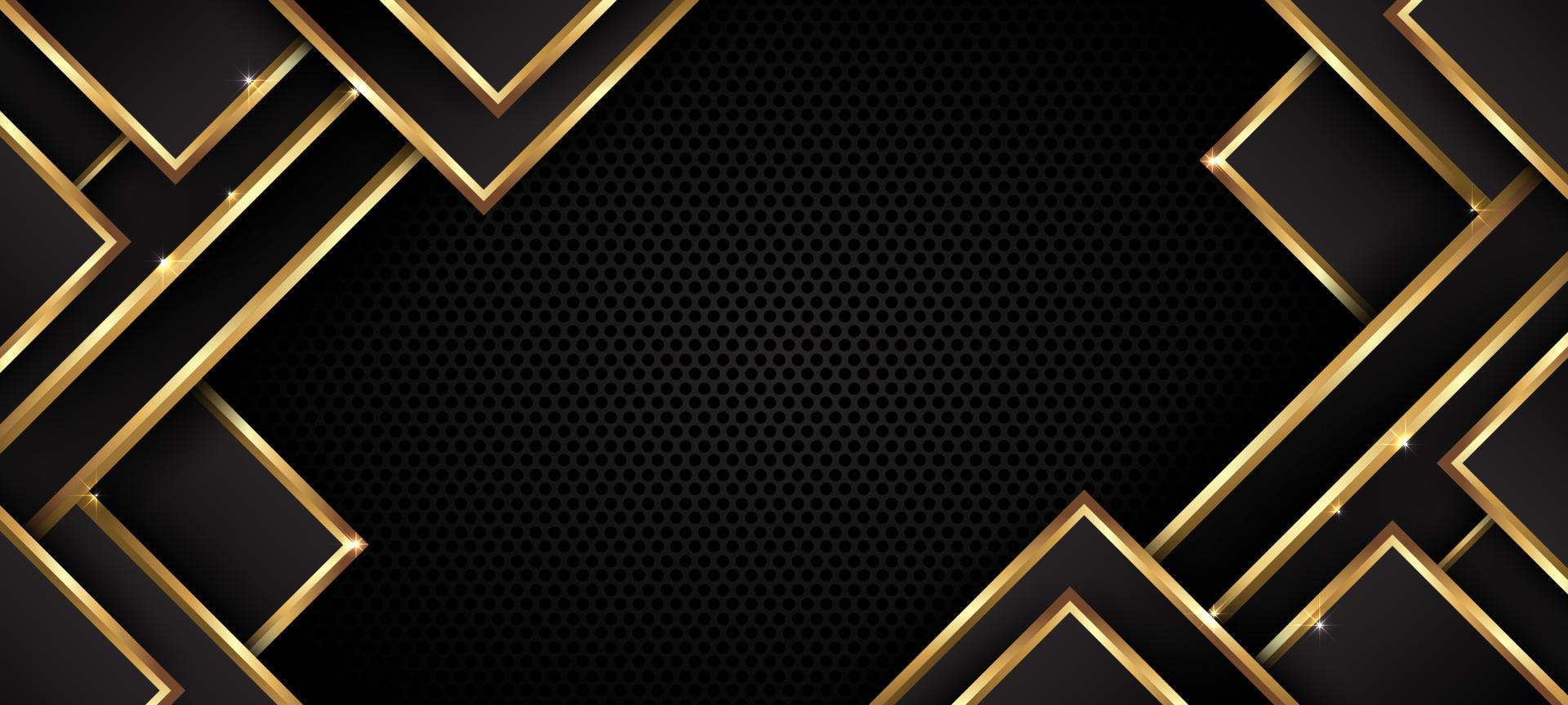 abstract zwart driehoekig achtergrond met goud lijnen vector