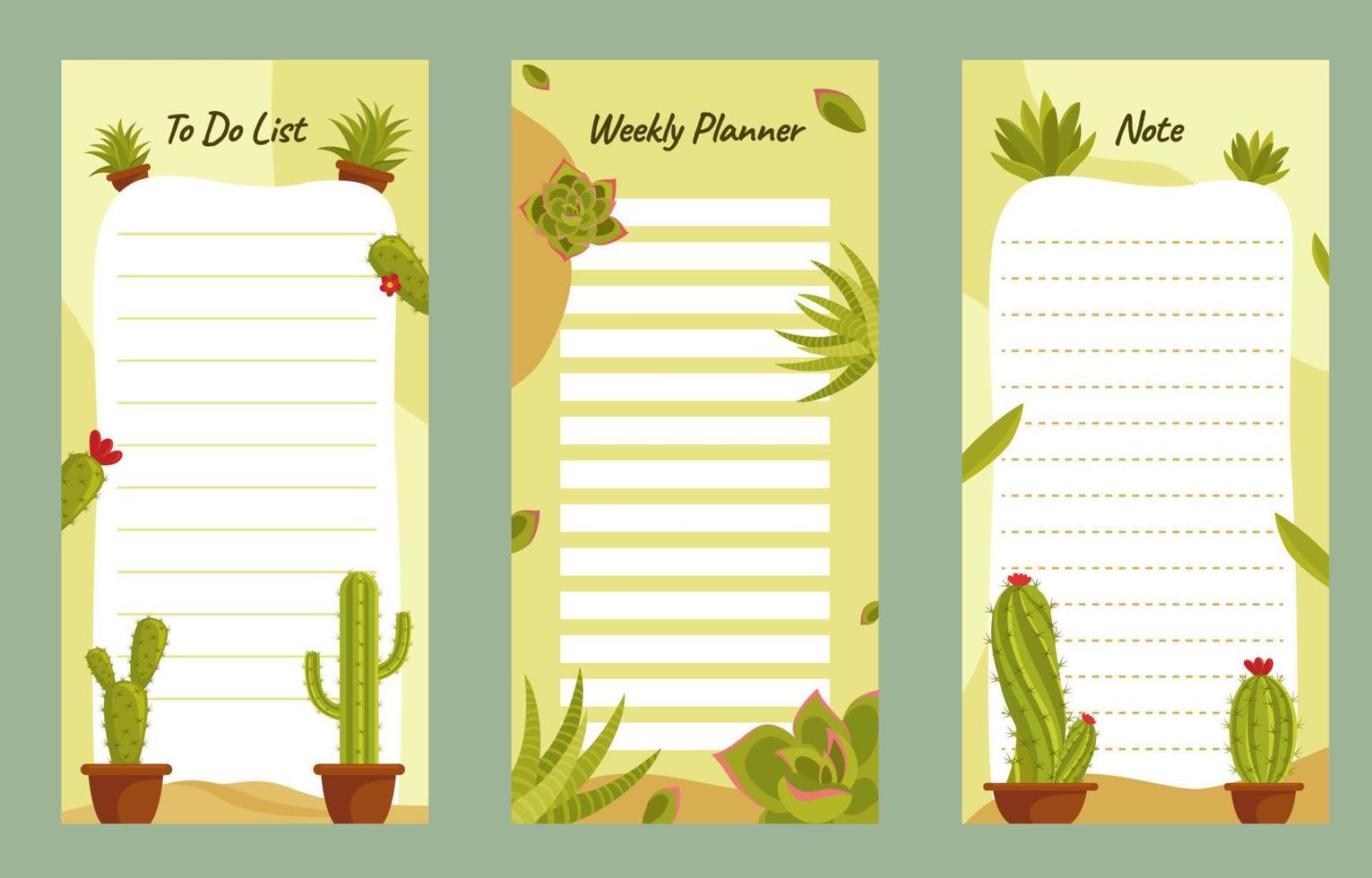 logboek sjabloon met cactus en vetplanten vector