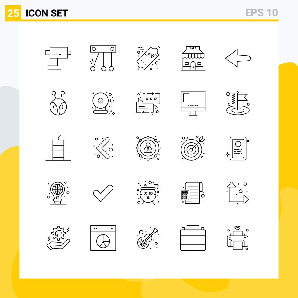 25 universeel lijnen reeks voor web en mobiel toepassingen munt links uitverkoop pijl winkel bewerkbare vector ontwerp elementen