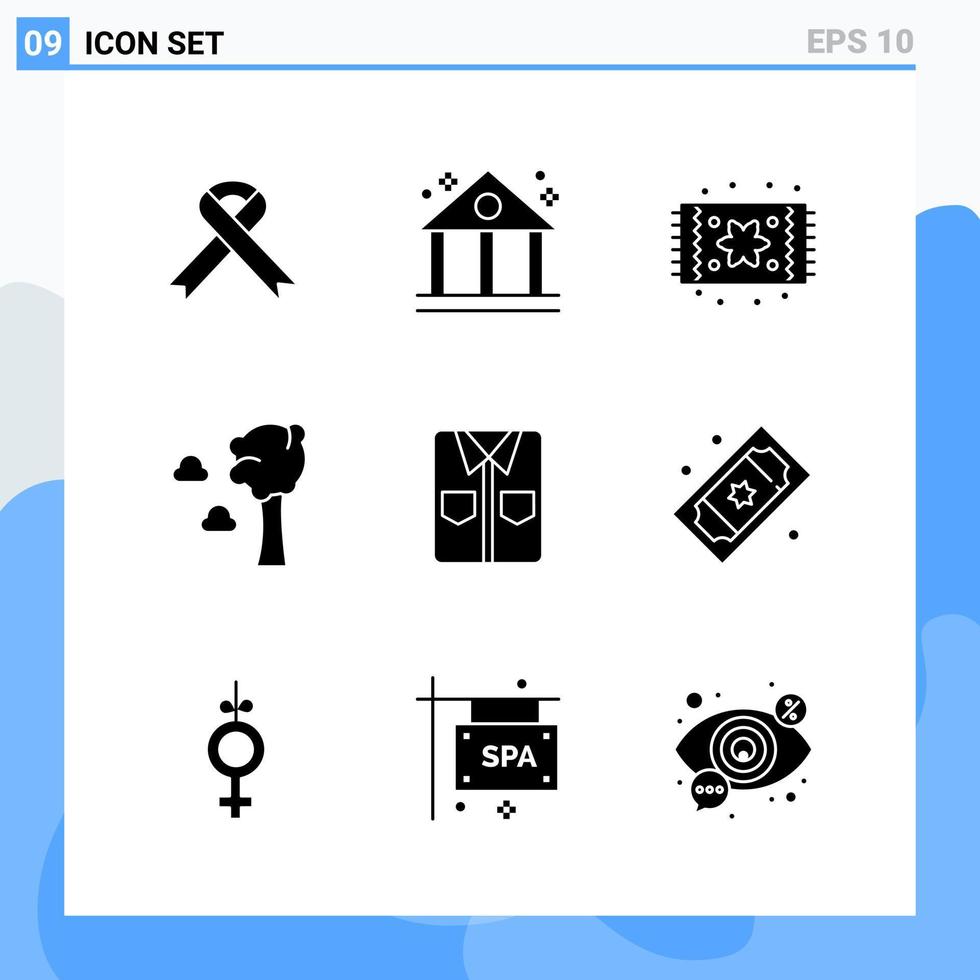 modern 9 solide stijl pictogrammen glyph symbolen voor algemeen gebruik creatief solide icoon teken geïsoleerd Aan wit achtergrond 9 pictogrammen pak vector