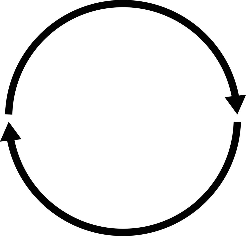 twee ronde dun pijlen in een cirkel icoon Aan wit achtergrond. twee pijl spinnen teken. vlak stijl. vector