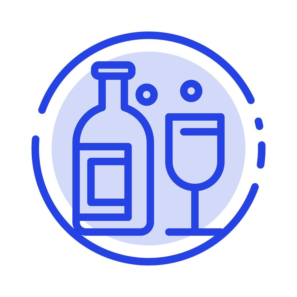 alcohol bar drinken whisky blauw stippel lijn lijn icoon vector