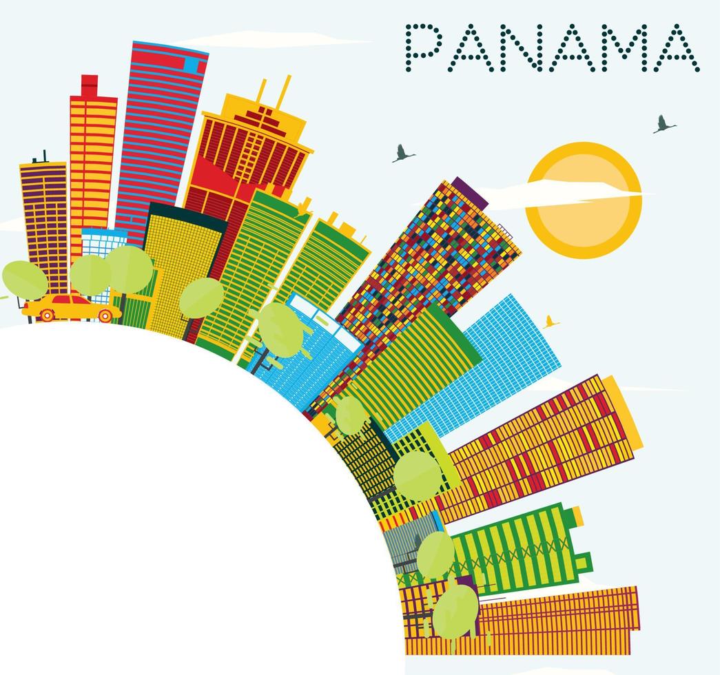 Panama horizon met kleur gebouwen, blauw lucht en kopiëren ruimte. vector