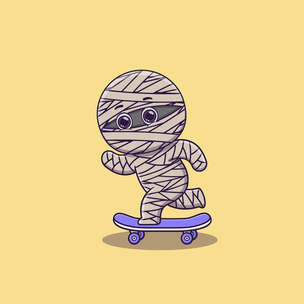 schattig mama spelen skateboard tekenfilm vector