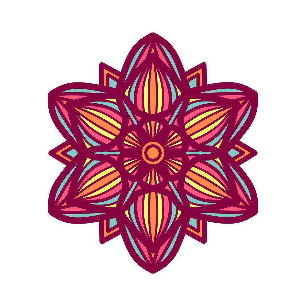 etnisch kleurrijk mandala. vector hand- getrokken tekening mandala. etnisch mandala met kleurrijk tribal ornament. geïsoleerd. helder kleuren.