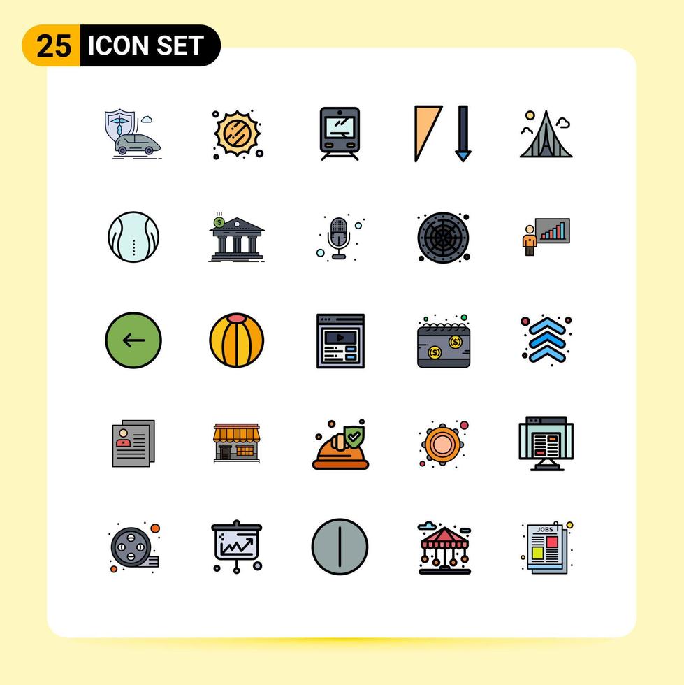 reeks van 25 modern ui pictogrammen symbolen tekens voor landgoed gebouw trein sorteren aflopend bewerkbare vector ontwerp elementen