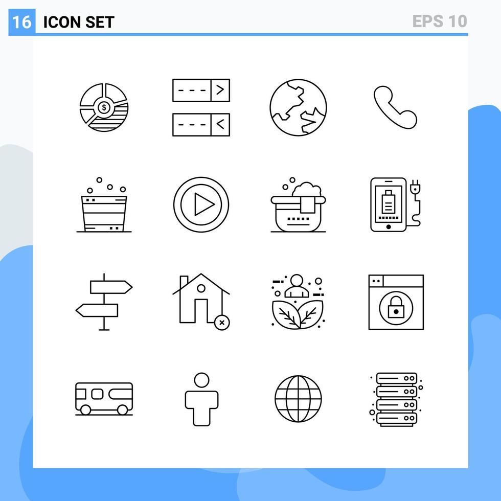 modern 16 lijn stijl pictogrammen schets symbolen voor algemeen gebruik creatief lijn icoon teken geïsoleerd Aan wit achtergrond 16 pictogrammen pak vector