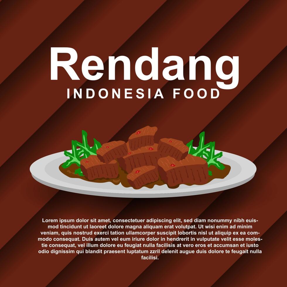 rendang afkomstig van padang, sumatra, Indonesië, Indonesisch voedsel rendang vector ontwerp