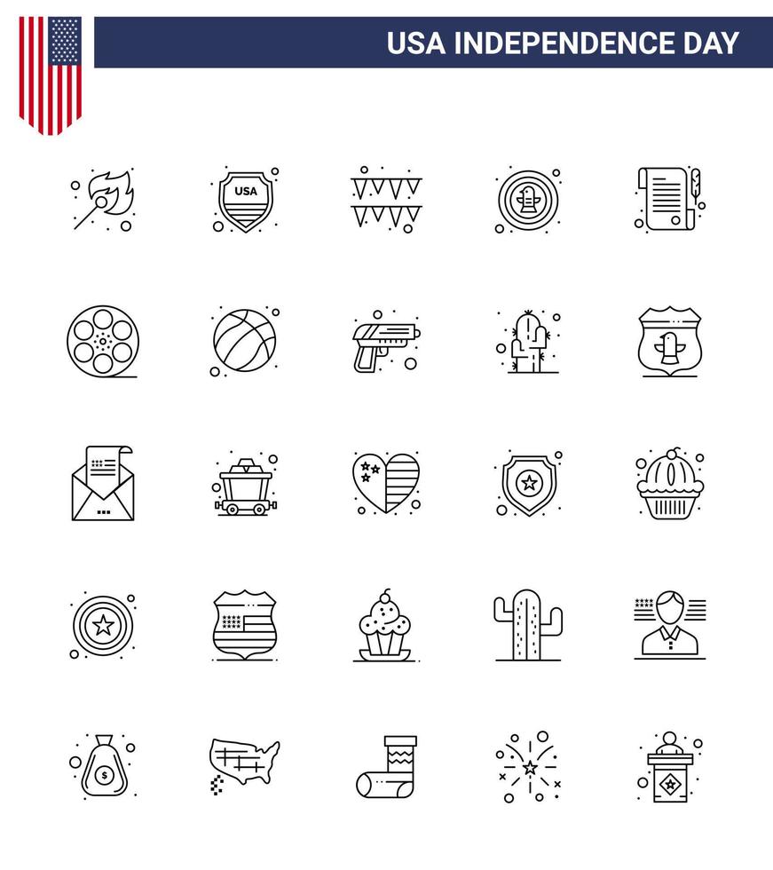 reeks van 25 Verenigde Staten van Amerika dag pictogrammen Amerikaans symbolen onafhankelijkheid dag tekens voor bon insigne festival adelaar vogel bewerkbare Verenigde Staten van Amerika dag vector ontwerp elementen