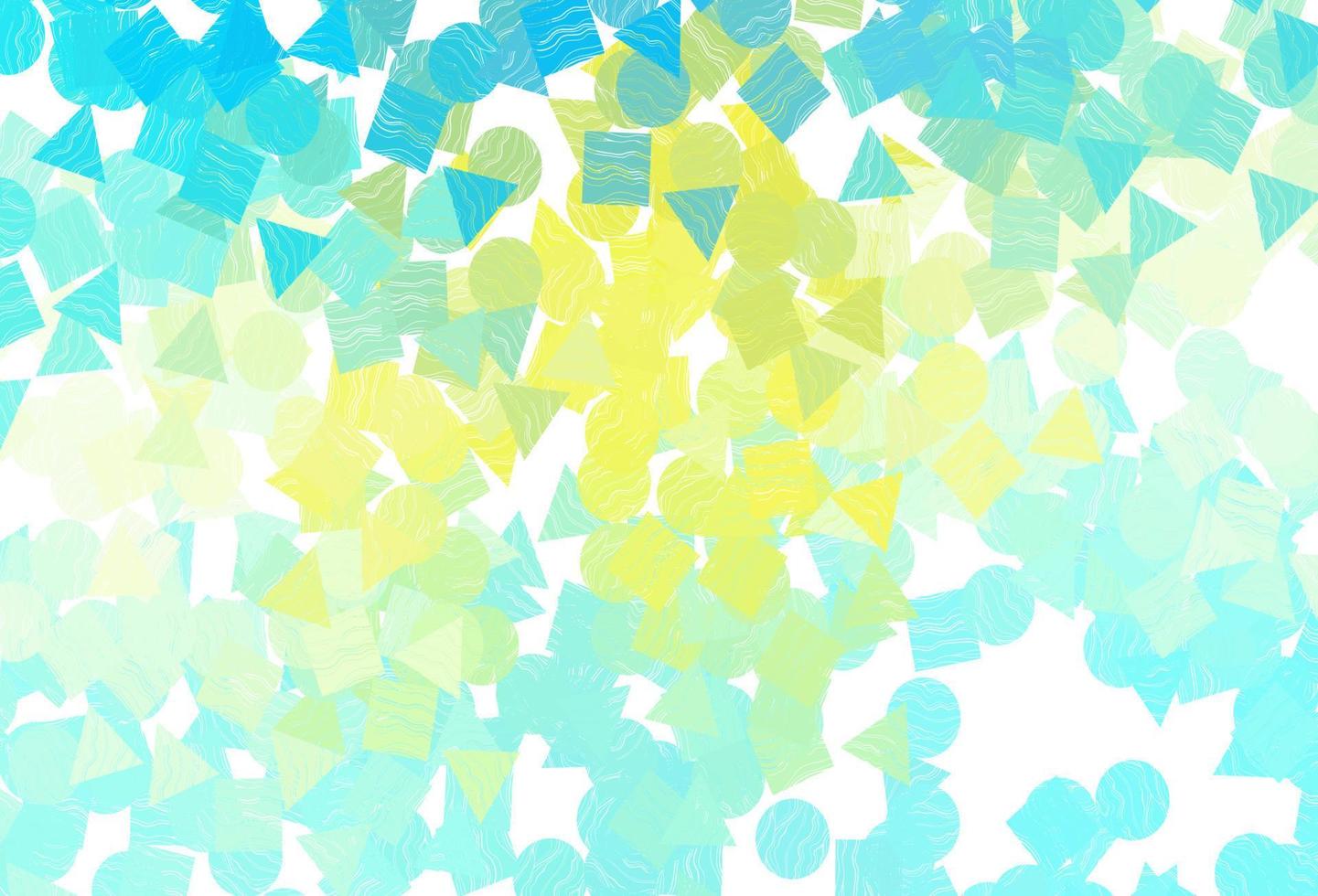 licht blauw, geel vector lay-out met cirkels, lijnen, rechthoeken.