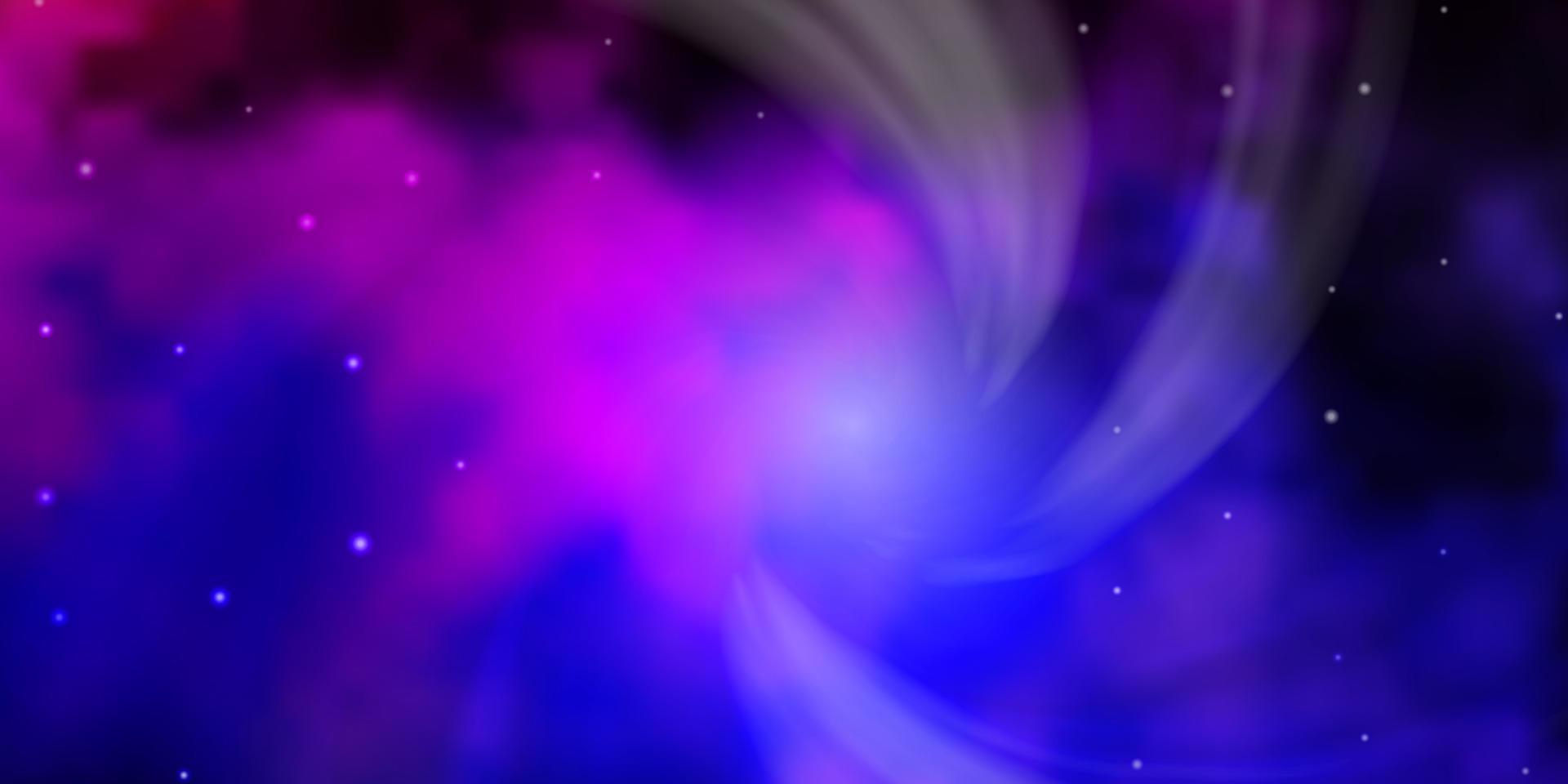 donkerpaarse, roze vectorachtergrond met kleine en grote sterren. vector