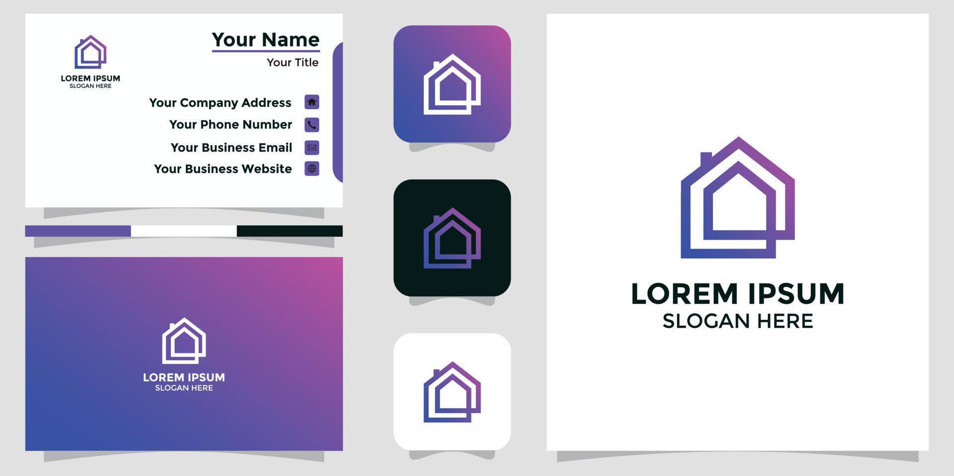huis ontwerp logo en branding kaart vector