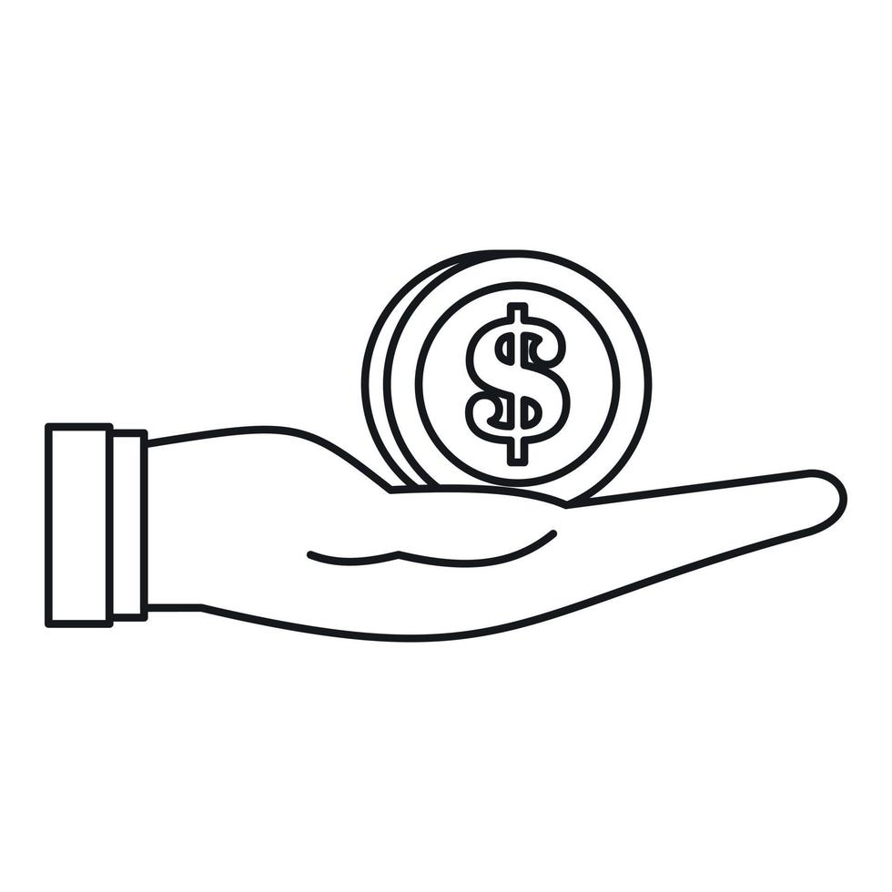 dollar in hand- icoon, schets stijl vector