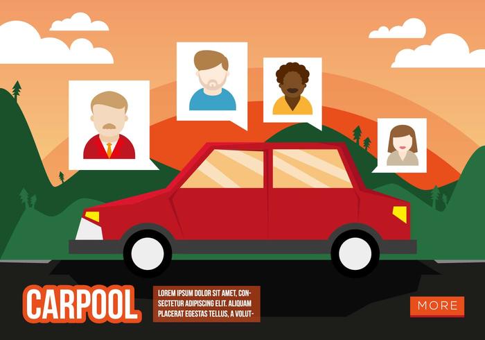 Carpool Platte Illustratie Vector