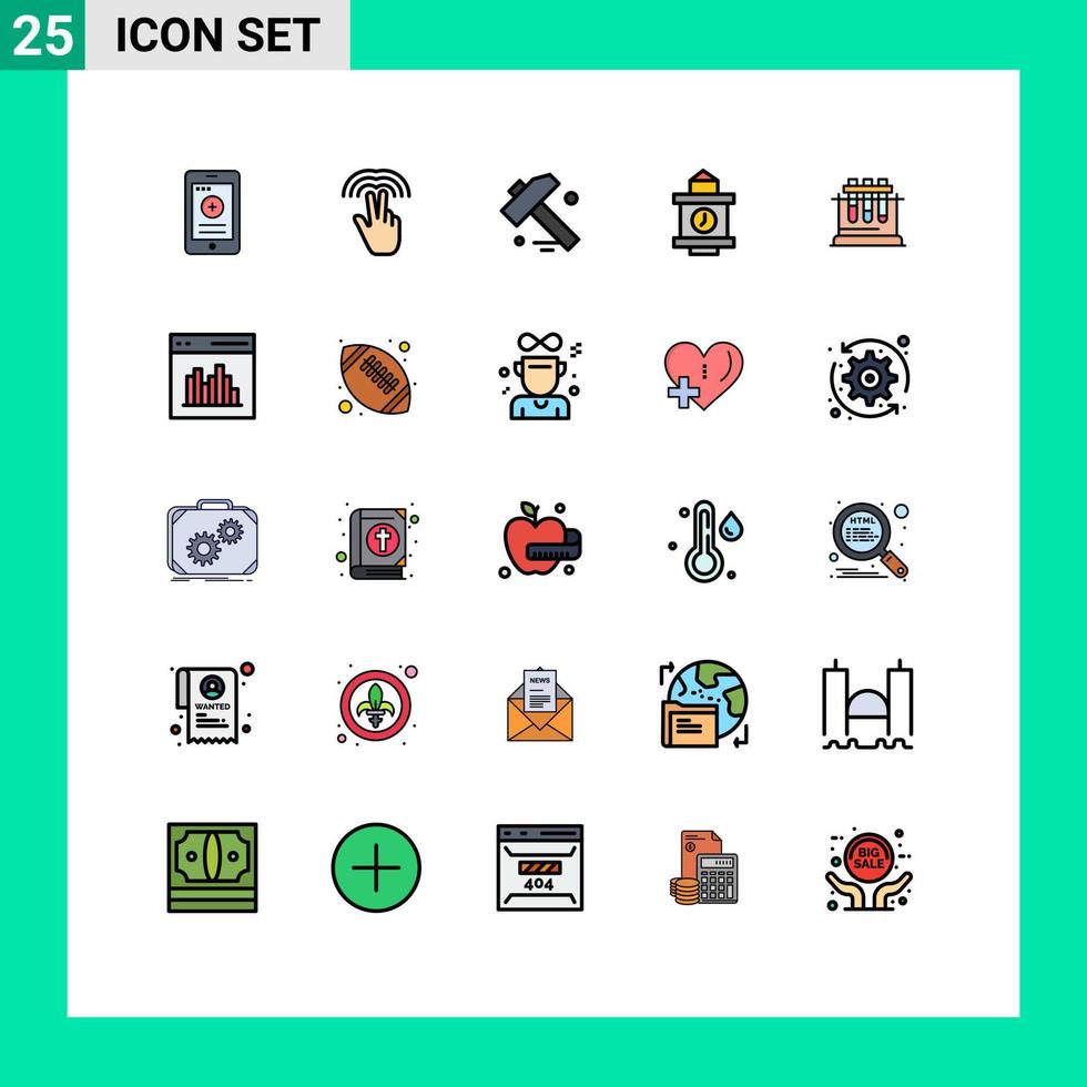 voorraad vector icoon pak van 25 lijn tekens en symbolen voor wetenschap test bouw laboratorium tijd bewerkbare vector ontwerp elementen