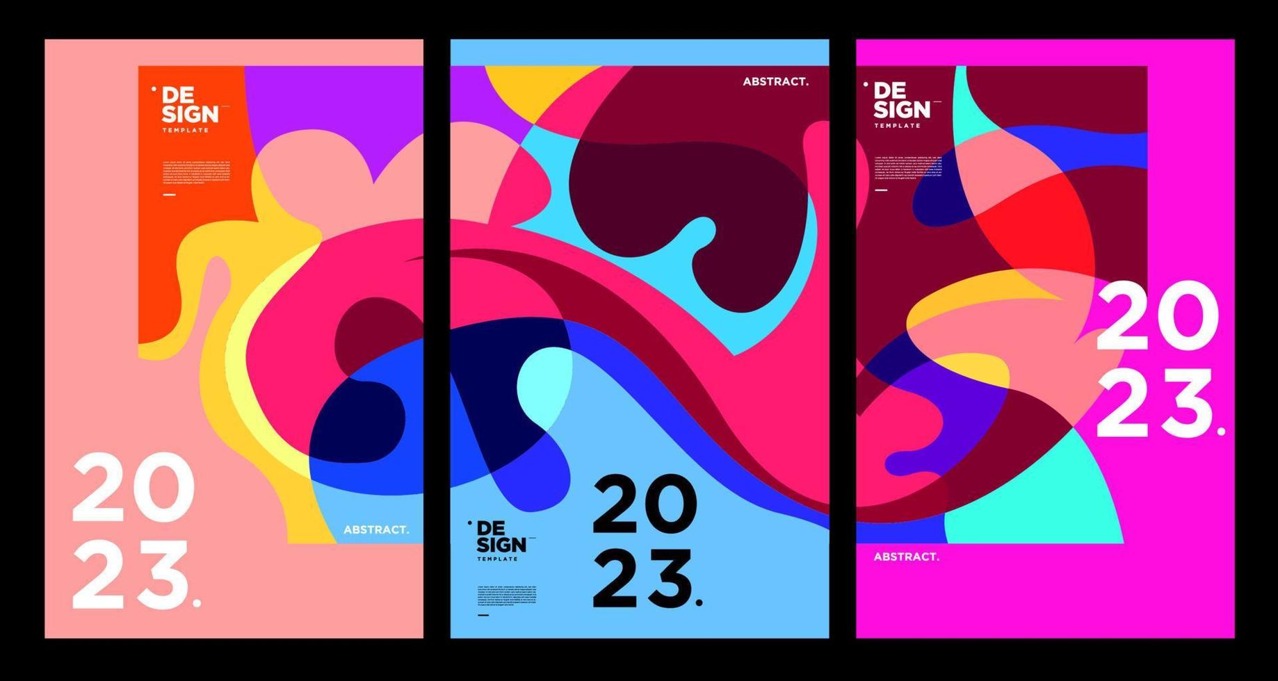 nieuw jaar 2023 ontwerp sjabloon met vloeistof kleurrijk abstract achtergrond vector