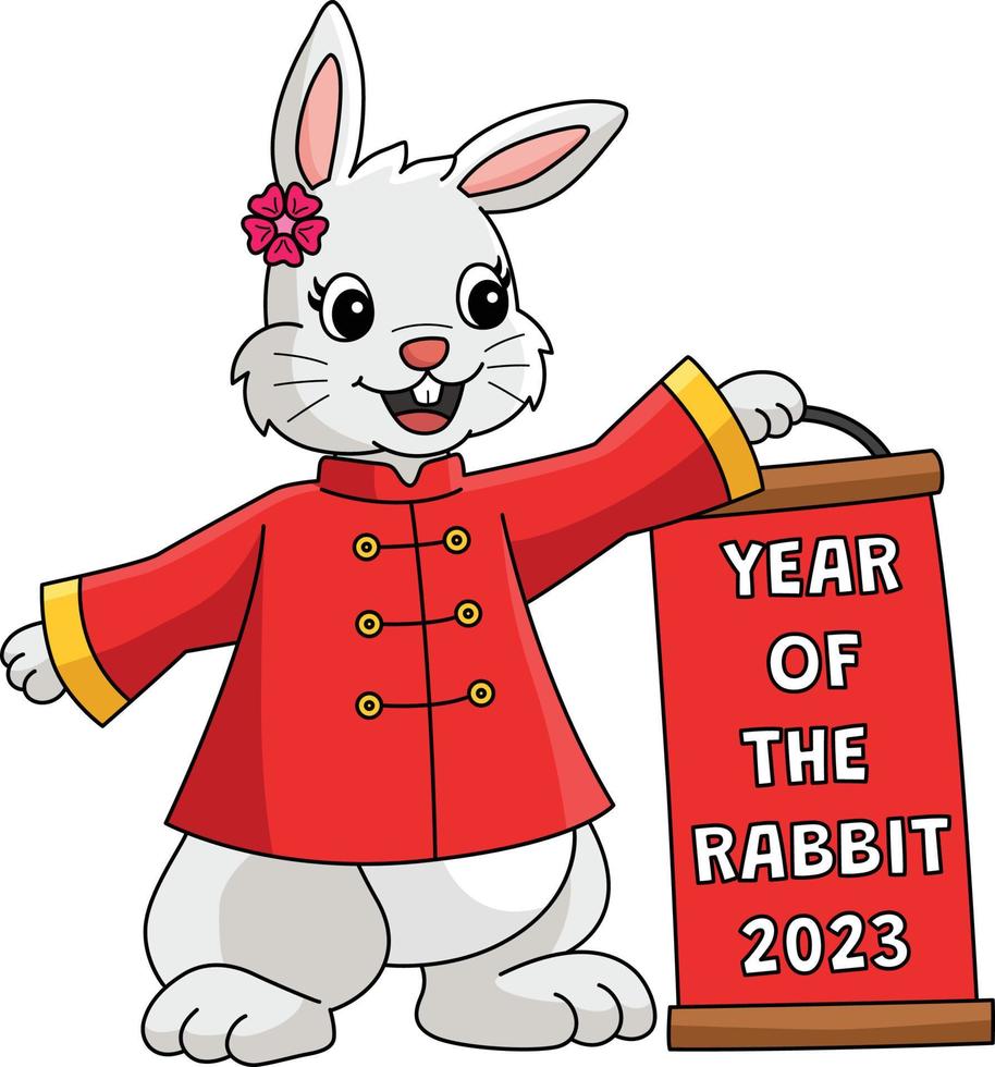 jaar van de konijn 2023 tekenfilm gekleurde clip art vector