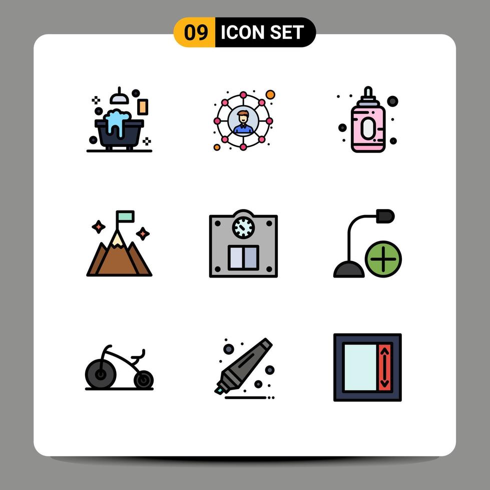 9 gebruiker koppel gevulde lijn vlak kleur pak van modern tekens en symbolen van gewicht verdieping baby koppel vlag bewerkbare vector ontwerp elementen
