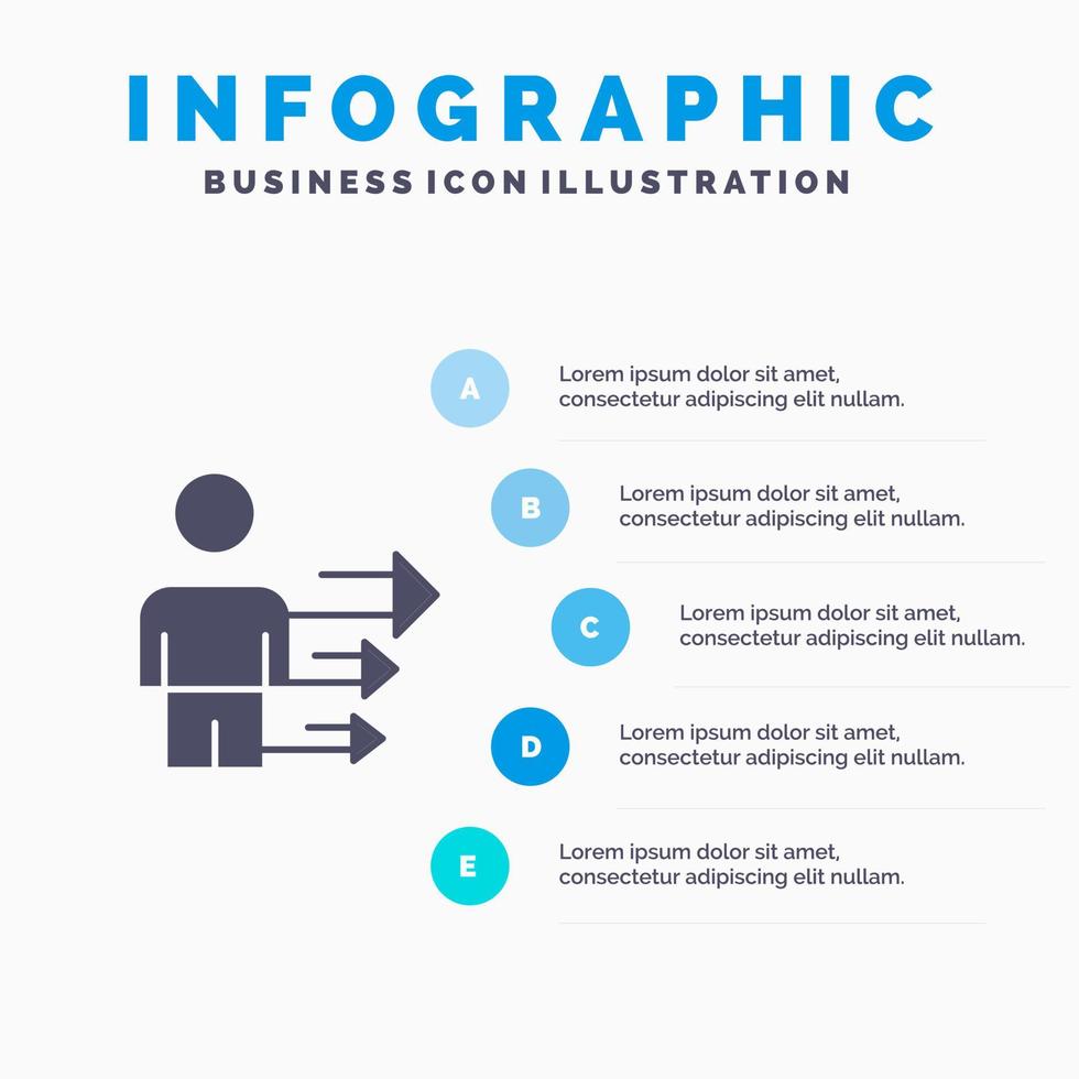 nadering bedrijf leiderschap modern solide icoon infographics 5 stappen presentatie achtergrond vector