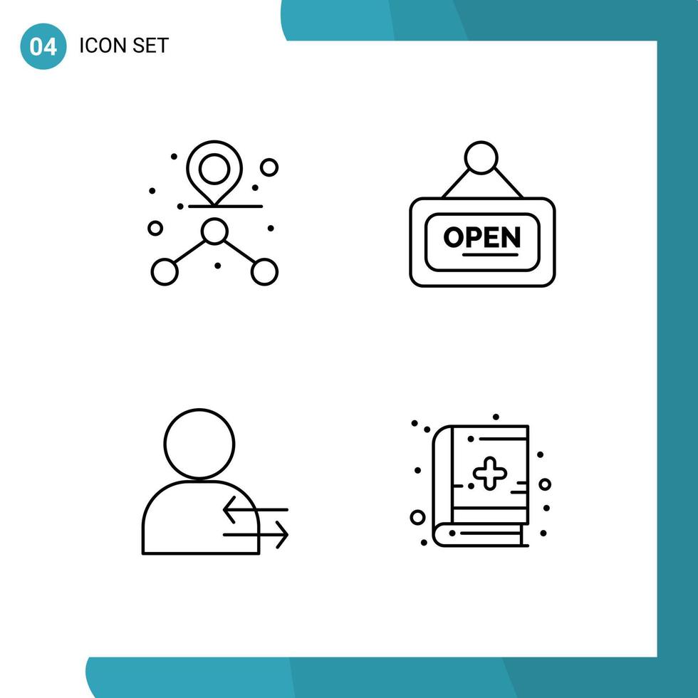 mobiel koppel lijn reeks van 4 pictogrammen van bestemming links afzet Open boek bewerkbare vector ontwerp elementen