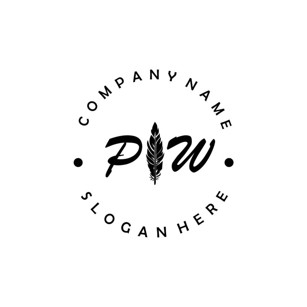 eerste pw brief logo elegant bedrijf merk luxe vector