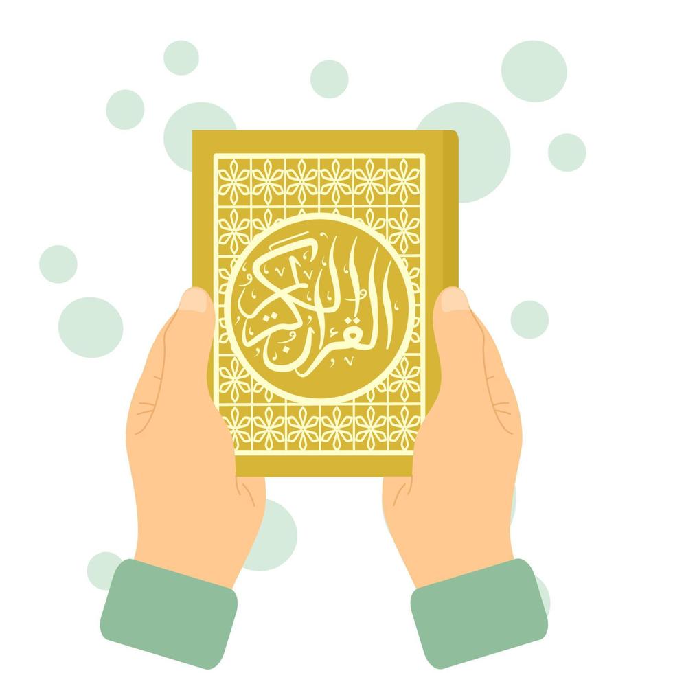 illustratie van de heilig koran gehouden in beide handen vector