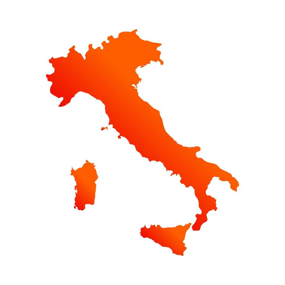 Italië kaart silhouet met vlag op witte achtergrond vector